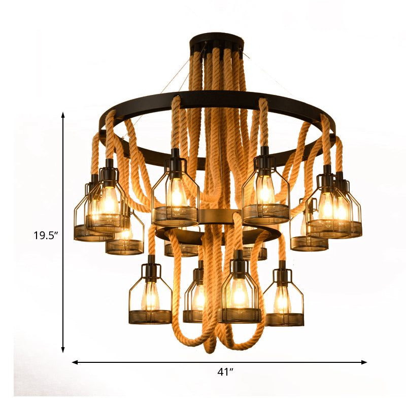 Metallic Chandelier - 4/6/14 Lights, Circular Design, Black - Perfect for Restaurants and Ceilings