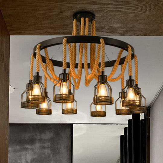 Modern Circular Metallic Chandelier - 4/6/14 Lights In Black Restaurant Ceiling Light Fixture |