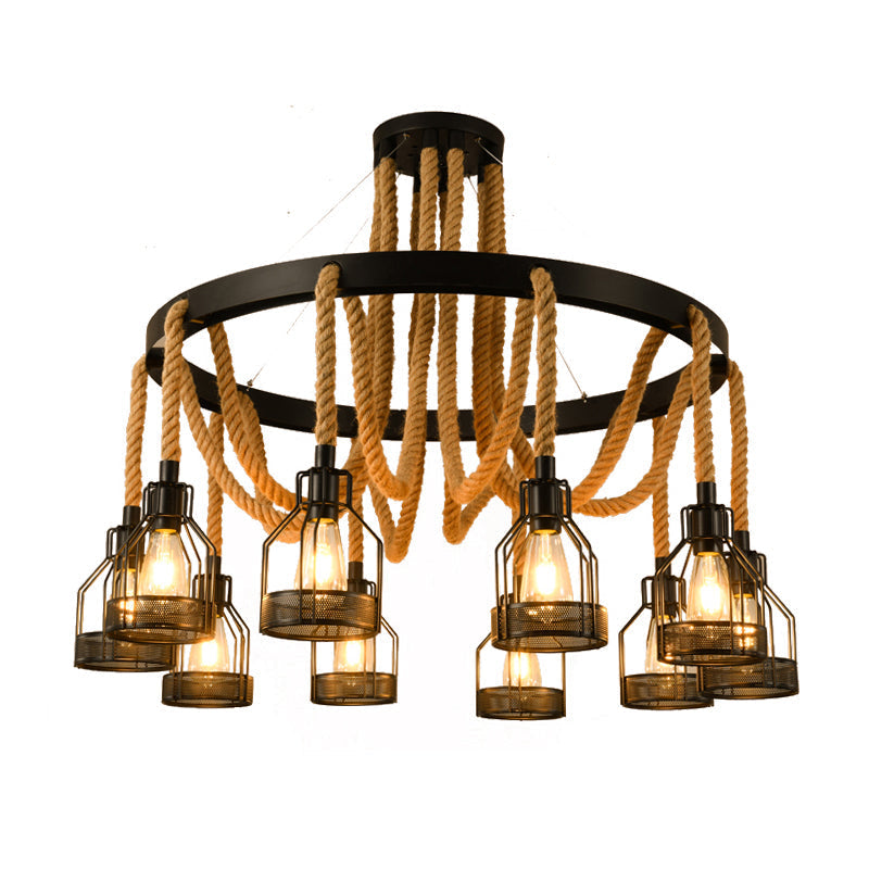 Metallic Chandelier - 4/6/14 Lights, Circular Design, Black - Perfect for Restaurants and Ceilings