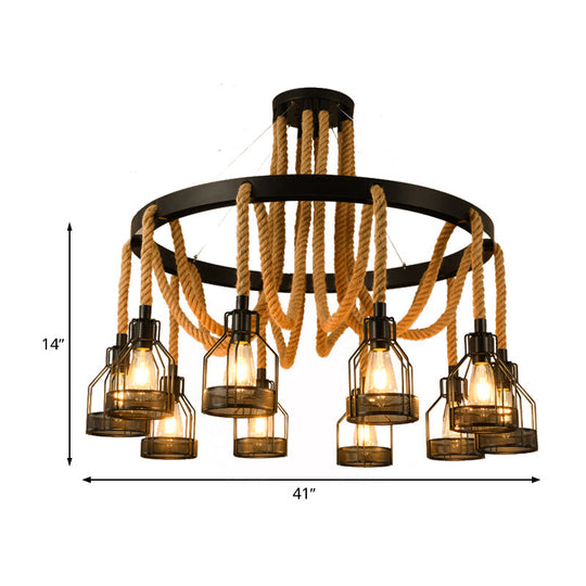 Metallic Chandelier - 4/6/14 Lights, Circular Design, Black - Perfect for Restaurants and Ceilings