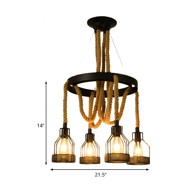 Metallic Chandelier - 4/6/14 Lights, Circular Design, Black - Perfect for Restaurants and Ceilings