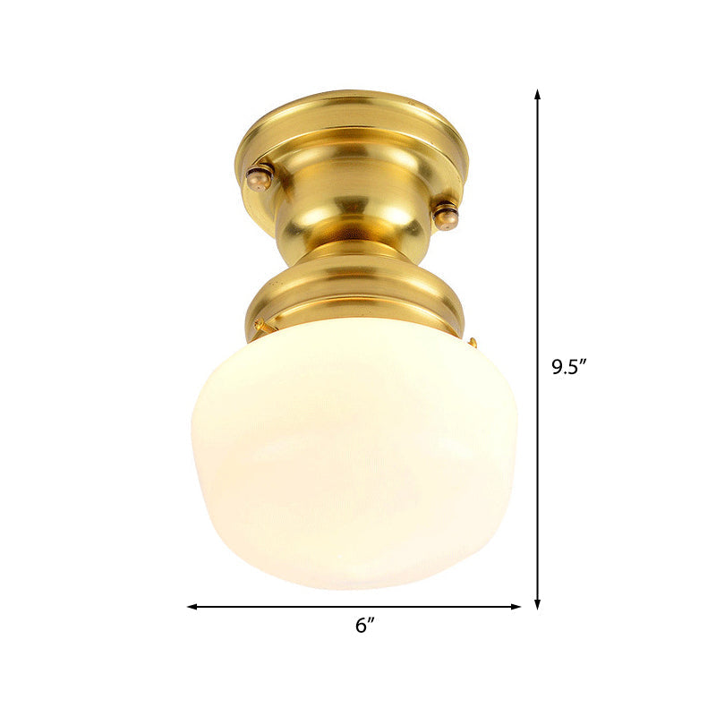 Contemporary Opal Glass Ceiling Light In Gold Finish