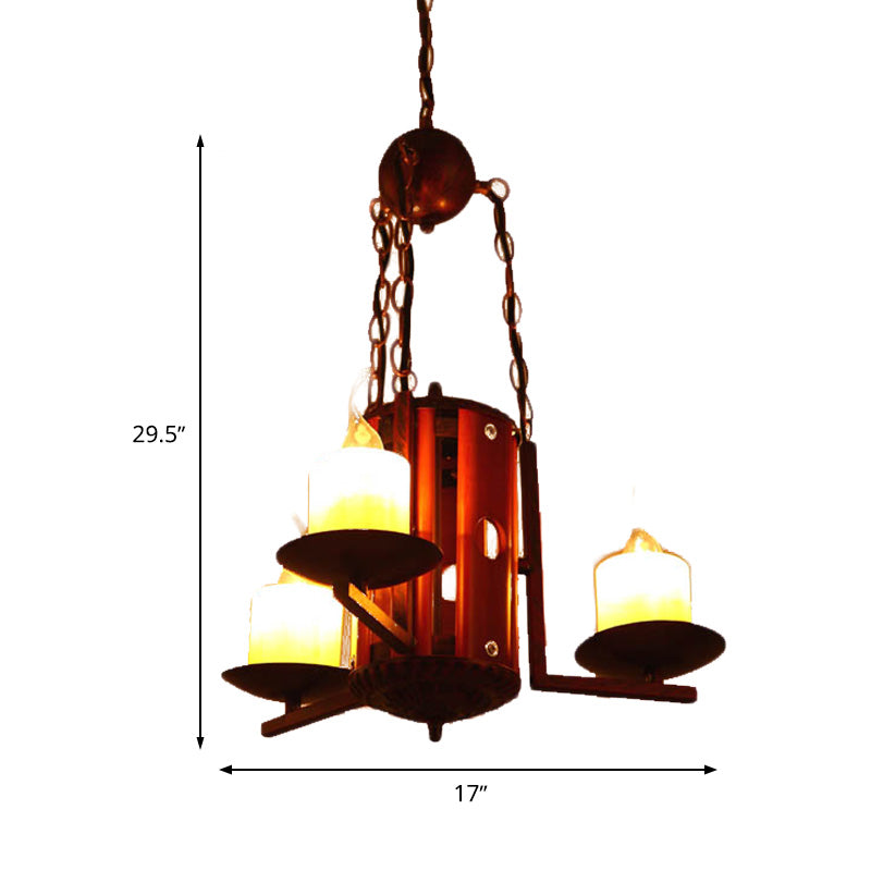 Vintage Metallic 3-Light Dark Tan Candle Chandelier for Bedroom Pendant Lighting