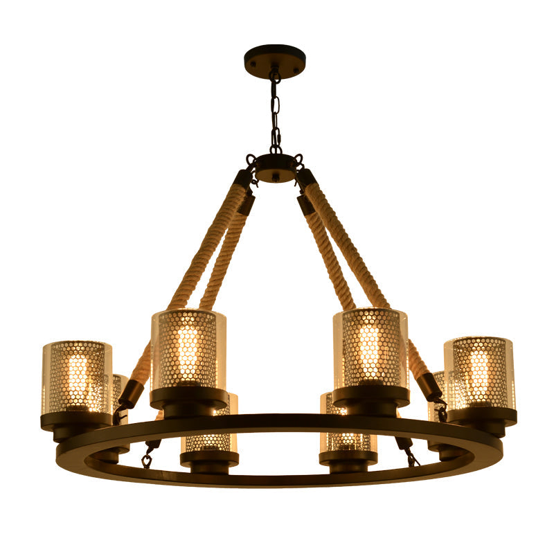 Industrial-Style Metal Black Chandelier Pendant Ceiling Lamp - 6/8 Lights Ideal For Restaurants