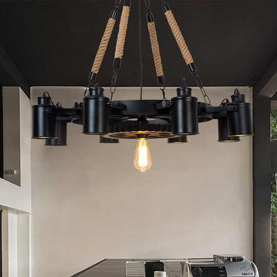 Metallic Factory Tube Chandelier Pendant Light Fixture - 7/9/11 Lights in Black for Dining Room