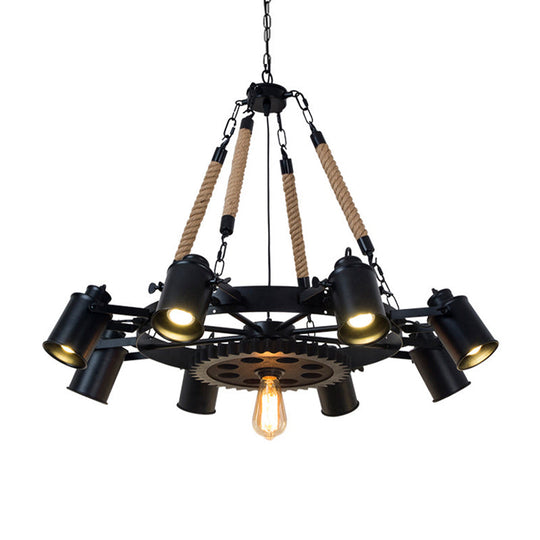 Metallic Factory Tube Chandelier Pendant Light Fixture - 7/9/11 Lights in Black for Dining Room