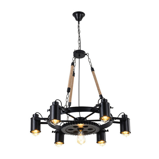 Metallic Factory Tube Chandelier Pendant Light Fixture - 7/9/11 Lights in Black for Dining Room