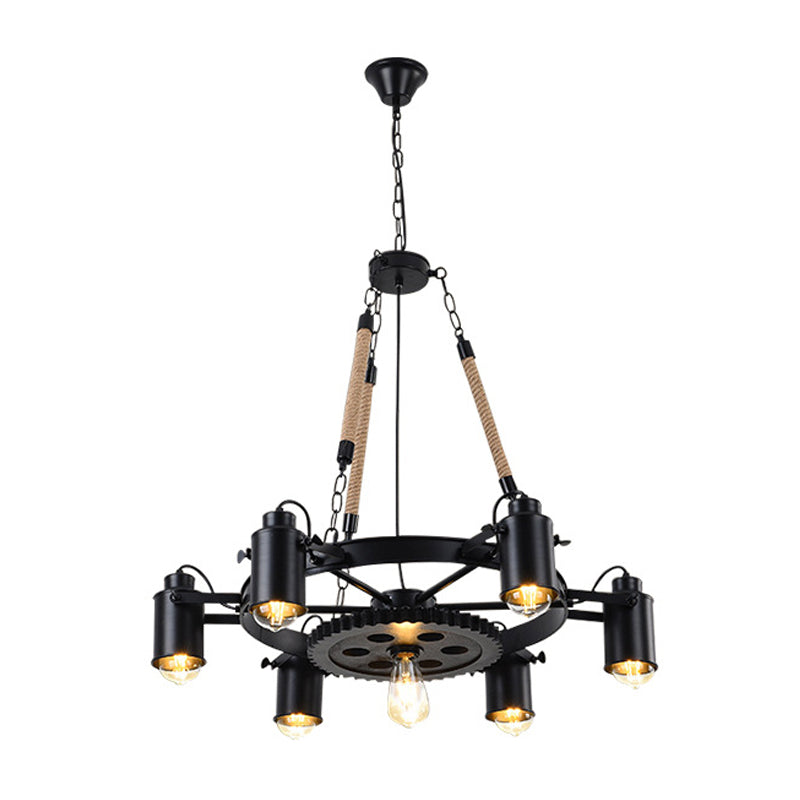 Black Metallic Pendant Chandelier - Factory Tube Design With 7/9/11 Lights For Dining Room 7 /