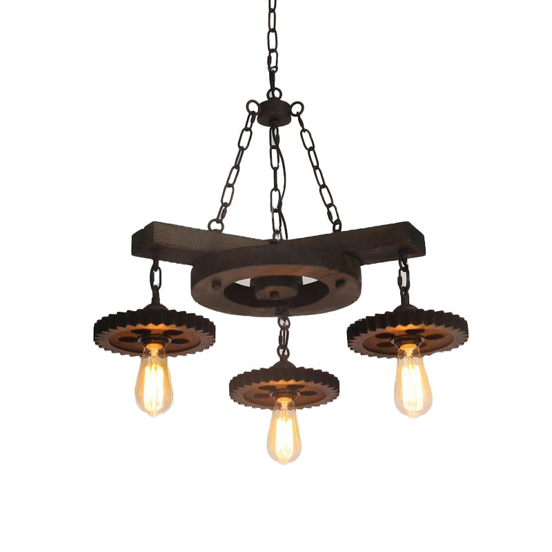 Industrial Rustic Metal Chandelier + 3 or 7 Exposed Bulb Lights – Ideal for Restaurants