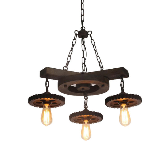 Industrial Rustic Metal Chandelier + 3 or 7 Exposed Bulb Lights – Ideal for Restaurants