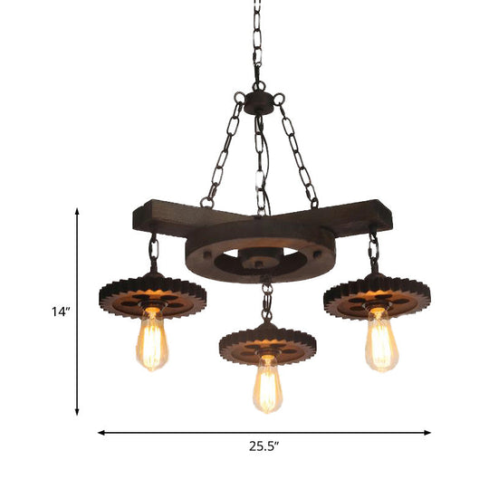 Industrial Rustic Metal Chandelier + 3 or 7 Exposed Bulb Lights – Ideal for Restaurants