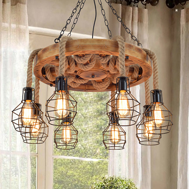 Black Metal Chandelier Light | Farmhouse Hanging Ceiling Fixture – 6/8 Lights | Ideal for Living Room