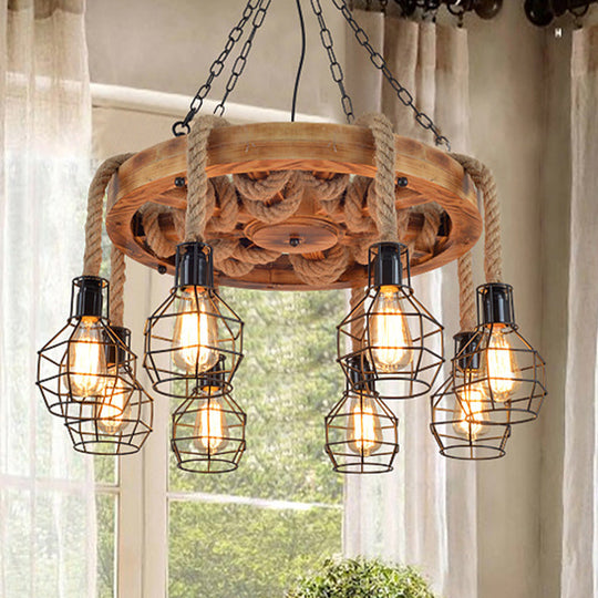 Black Metal Chandelier Light | Farmhouse Hanging Ceiling Fixture – 6/8 Lights | Ideal for Living Room