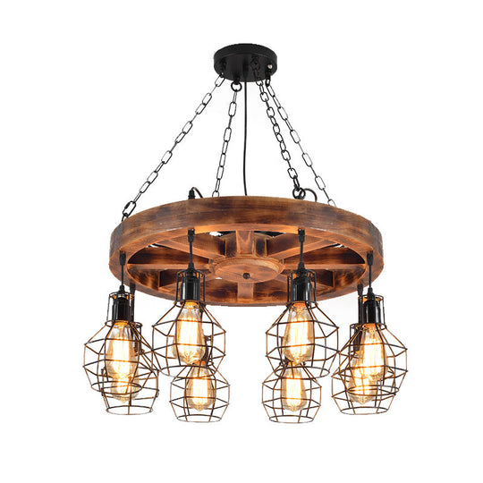 Black Metal Chandelier Light | Farmhouse Hanging Ceiling Fixture – 6/8 Lights | Ideal for Living Room