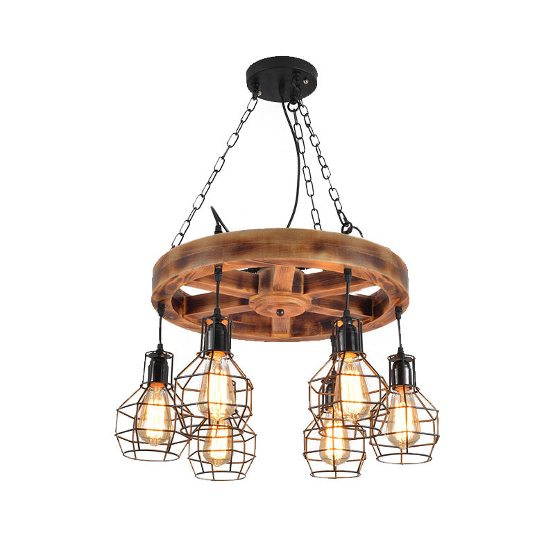 Black Metal Chandelier Light | Farmhouse Hanging Ceiling Fixture – 6/8 Lights | Ideal for Living Room