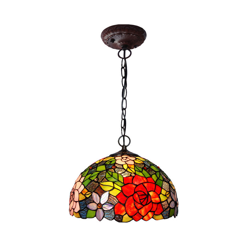 Victorian Red Floral Chandelier Pendant Light - 1/2/3 Lights, Cut Glass, Kitchen Fixture - 10"/12"/16" Wide