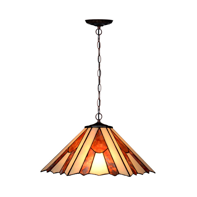 Baroque Conical Glass Hanging Chandelier - White/Yellow/Orange - 2 Lights - Bronze Suspension Pendant for Kitchen