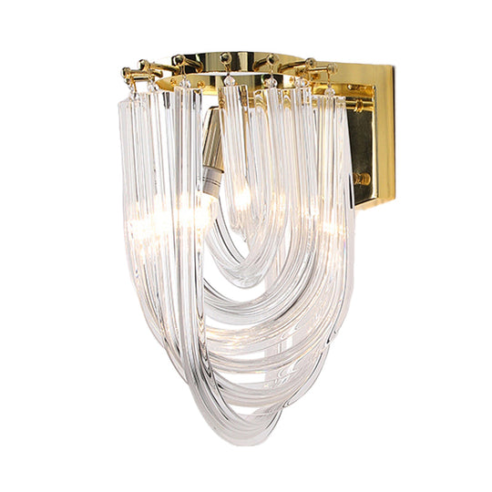 Modern Clear Glass Geometric Wall Sconce - 1 Head Lighting Fixture For Living Room