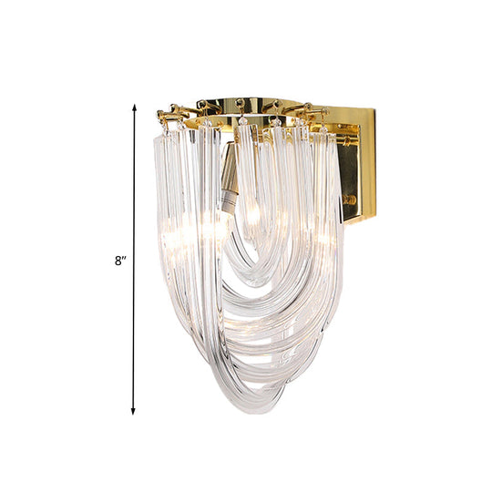 Modern Clear Glass Geometric Wall Sconce - 1 Head Lighting Fixture For Living Room