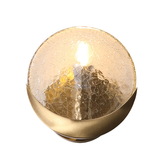 Minimalist 1-Head Gold Crackle Glass Wall Lamp For Bedroom