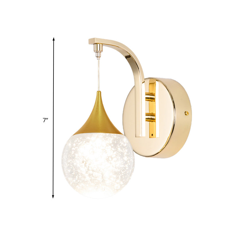 Gold Led Retro Crystal Sphere Wall Sconce Lighting For Living Room - Mount Lamp