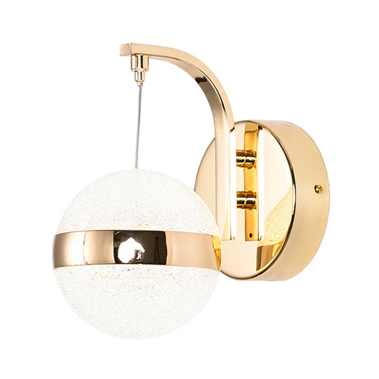 Gold Led Retro Crystal Sphere Wall Sconce Lighting For Living Room - Mount Lamp