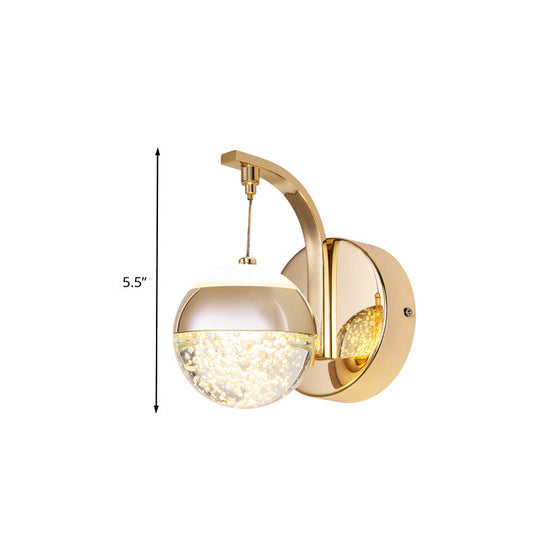 Gold Bubble Crystal Globe Wall Lamp - Minimalist Led Sconce Light Fixture For Bedroom