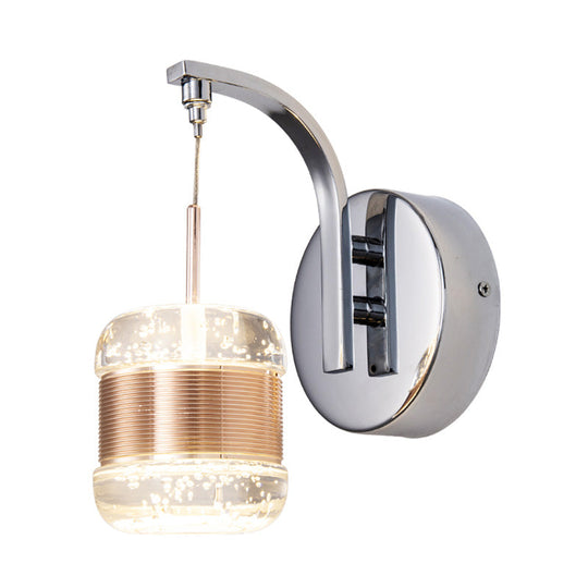 Gold Led Crystal Wall Sconce Lamp For Bedroom With Traditional Drum Mount