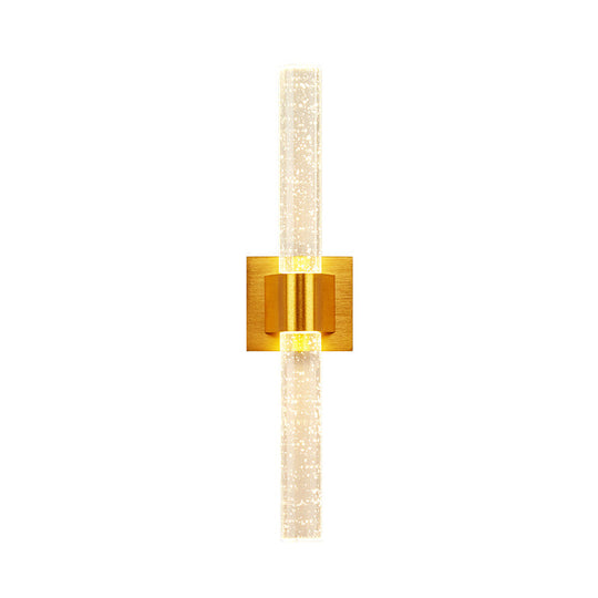 Traditional Gold Led Wall Sconce With Clear Bubble Crystal - Linear Bedroom Lighting Fixture