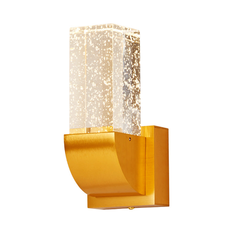 Crystal Brown/Gold Rectangular Led Wall Sconce Light For Bedroom