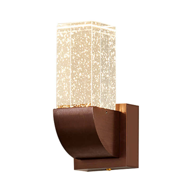 Crystal Brown/Gold Rectangular Led Wall Sconce Light For Bedroom