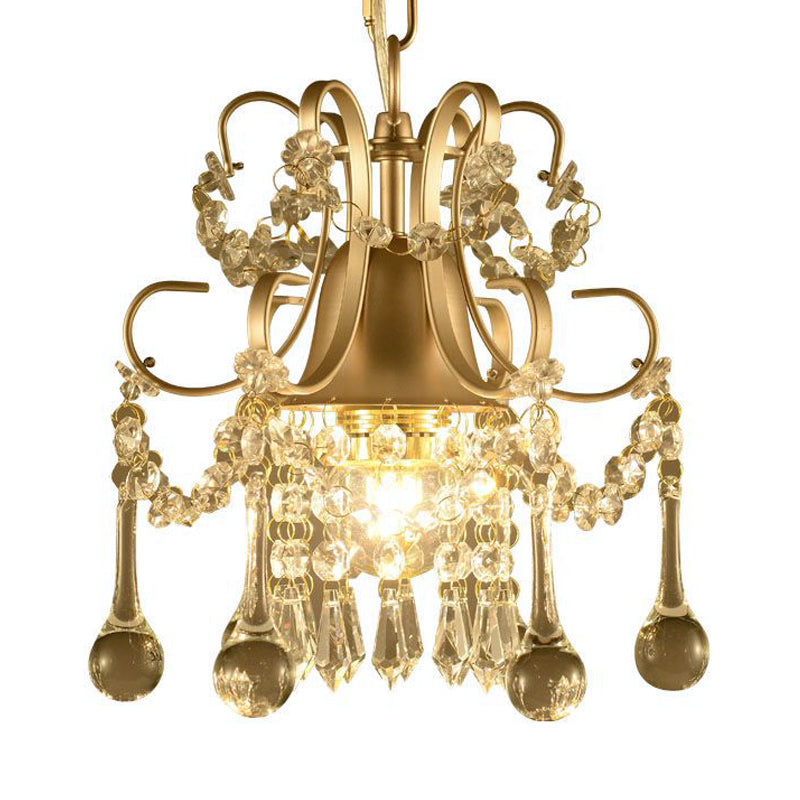 Sleek 3-Light Crystal Chandelier Pendant In Champagne For Living Room Ceiling