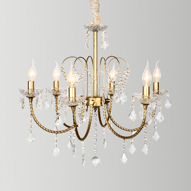 Traditional Gold Candlestick Crystal Chandelier Pendant Light - 5/6 Lights Ideal For Dining Room