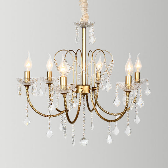 Traditional Gold Candlestick Crystal Chandelier Pendant Light - 5/6 Lights Ideal For Dining Room