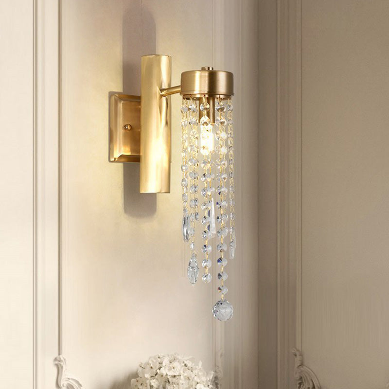 Vintage Crystal Wall Sconce With Led Lights - Cascade Bedroom Lighting Fixture