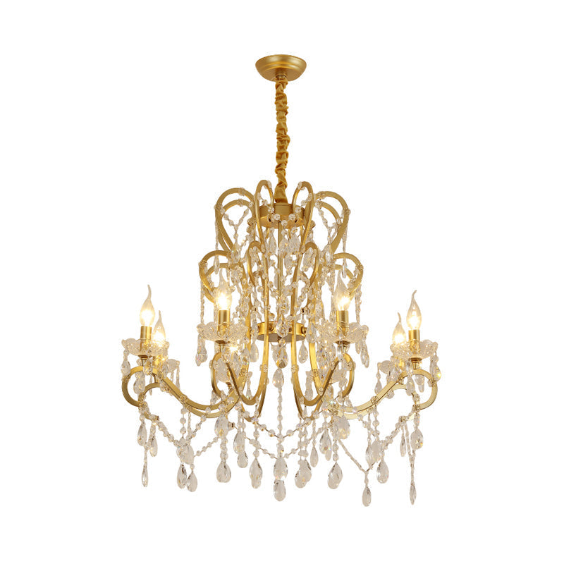 Traditional-Style Gold Crystal Chandelier - 4/6/8 Lights Living Room Hanging Light Fixture