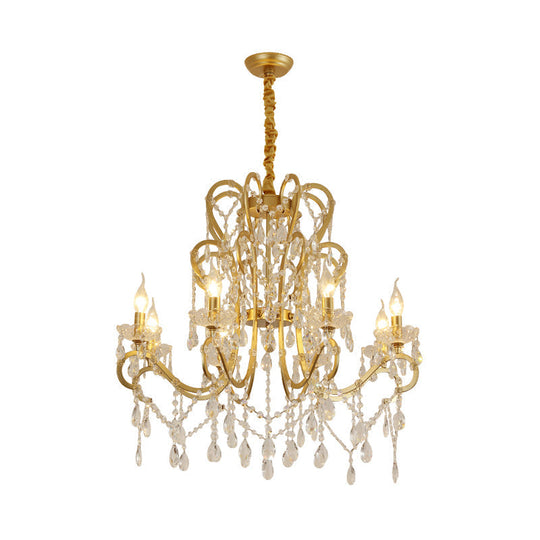 Traditional-Style Gold Crystal Chandelier - 4/6/8 Lights Living Room Hanging Light Fixture