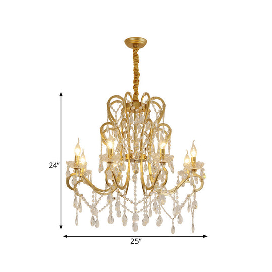 Traditional-Style Gold Crystal Chandelier - 4/6/8 Lights Living Room Hanging Light Fixture