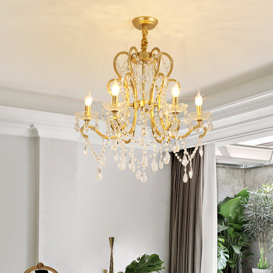 Traditional-Style Gold Crystal Chandelier - 4/6/8 Lights Living Room Hanging Light Fixture 6 /