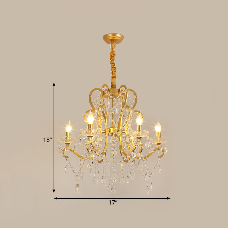 Traditional-Style Gold Crystal Chandelier - 4/6/8 Lights Living Room Hanging Light Fixture