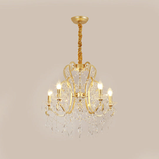 Traditional-Style Gold Crystal Chandelier - 4/6/8 Lights Living Room Hanging Light Fixture