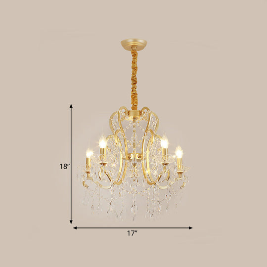 Traditional-Style Gold Crystal Chandelier - 4/6/8 Lights Living Room Hanging Light Fixture