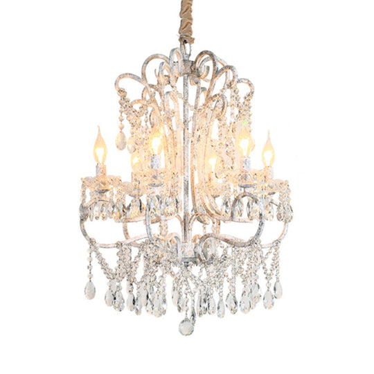 Simple Crystal Bedroom Chandelier - Curvy Design 5/6 Lights Silver Suspension Lighting