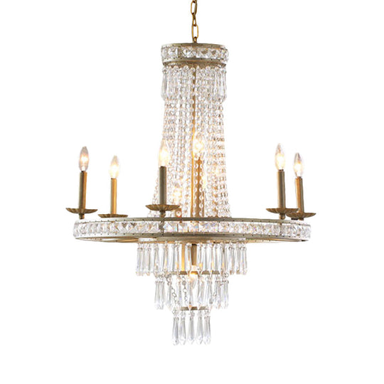 Countryside Crystal Tiered Chandelier - Silver 8/10 Lights Suspension Lamp For Living Room