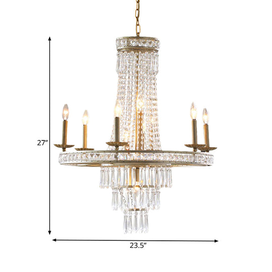 Countryside Crystal Tiered Chandelier - Silver 8/10 Lights Suspension Lamp For Living Room