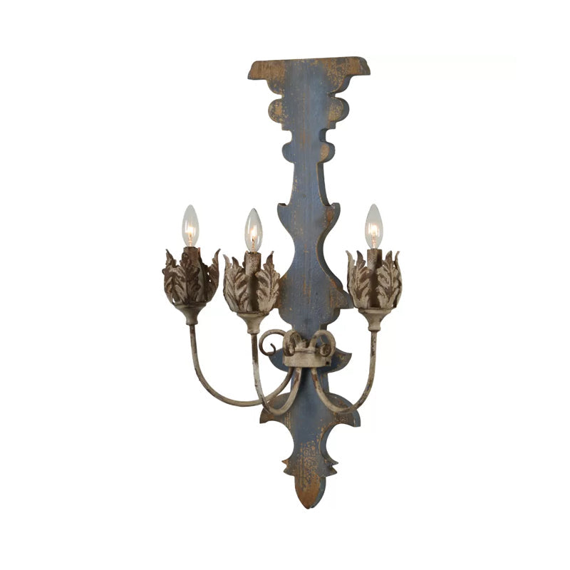 Traditional Wood Wall Sconce With 3/4 Candlestick Lights In Grey/White Grey