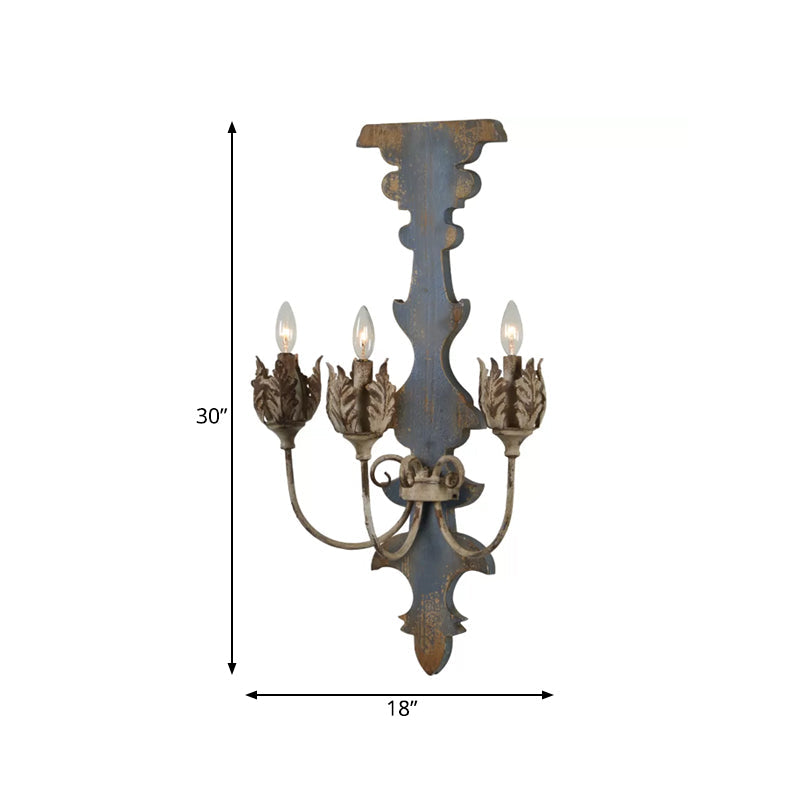 Traditional Wood Wall Sconce With 3/4 Candlestick Lights In Grey/White