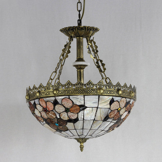 White/Blue 3-Light Tiffany Glass Pendant Chandelier for Bedroom – 12"/16" Width