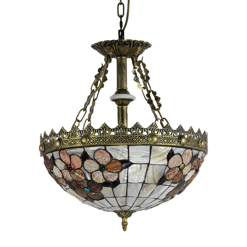 White/Blue 3-Light Tiffany Glass Pendant Chandelier for Bedroom – 12"/16" Width