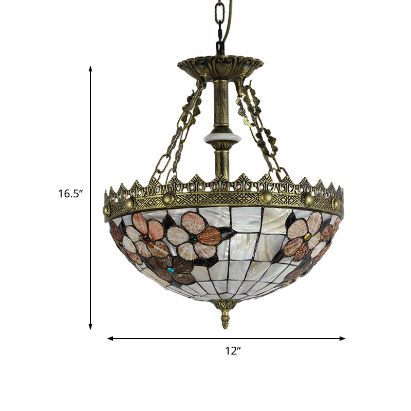 White/Blue 3-Light Tiffany Glass Pendant Chandelier for Bedroom – 12"/16" Width